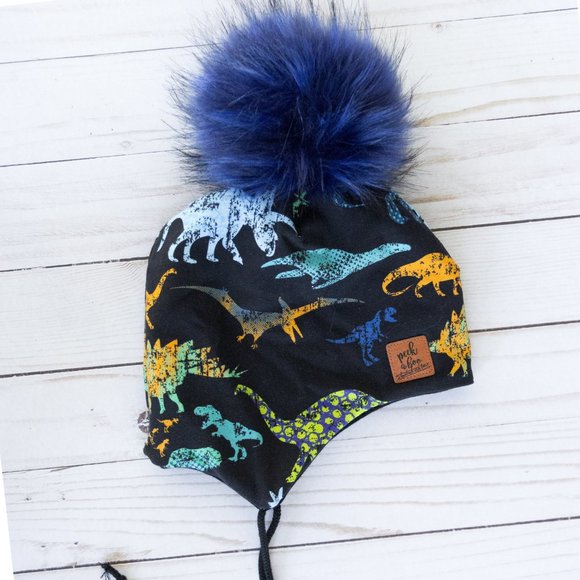 3 FOR 20 Peekaboo Homemade Removable Pompon Blue/Orange Dinosaurs 3 Season Ear F - Picture 1 of 1